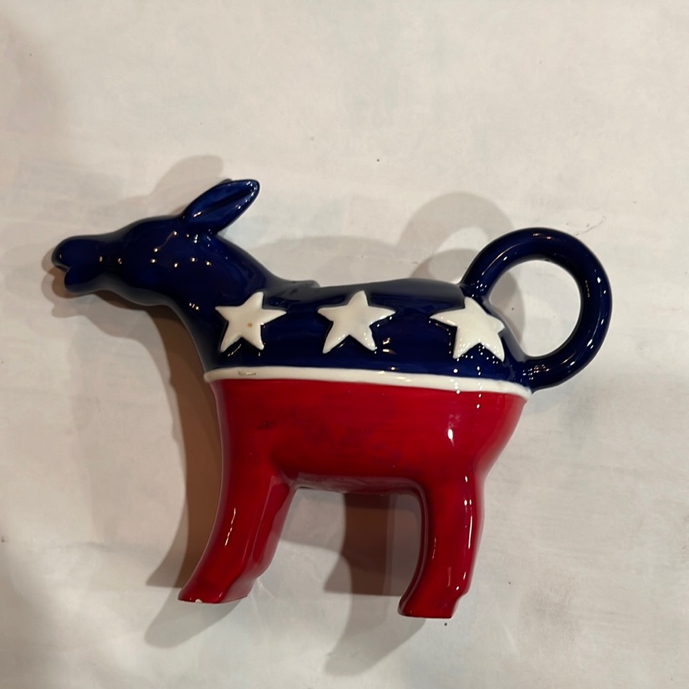 Blue Tail Patriotic Donkey vintage Fitz And Floyd democratic Red White & Blue
